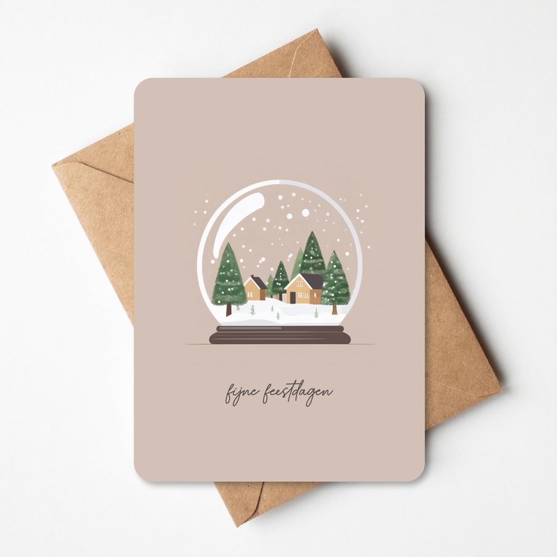 Weihnachtskarte | Schneekugel-Winterlandschaft
