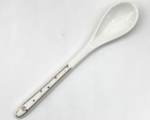 Porseleinen lepel met stippen goud/roze