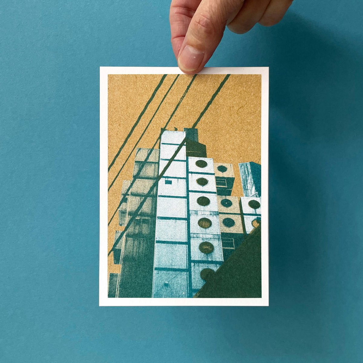 Pocztówka Riso, Japonia/kapsuła, risografia, DIN A6