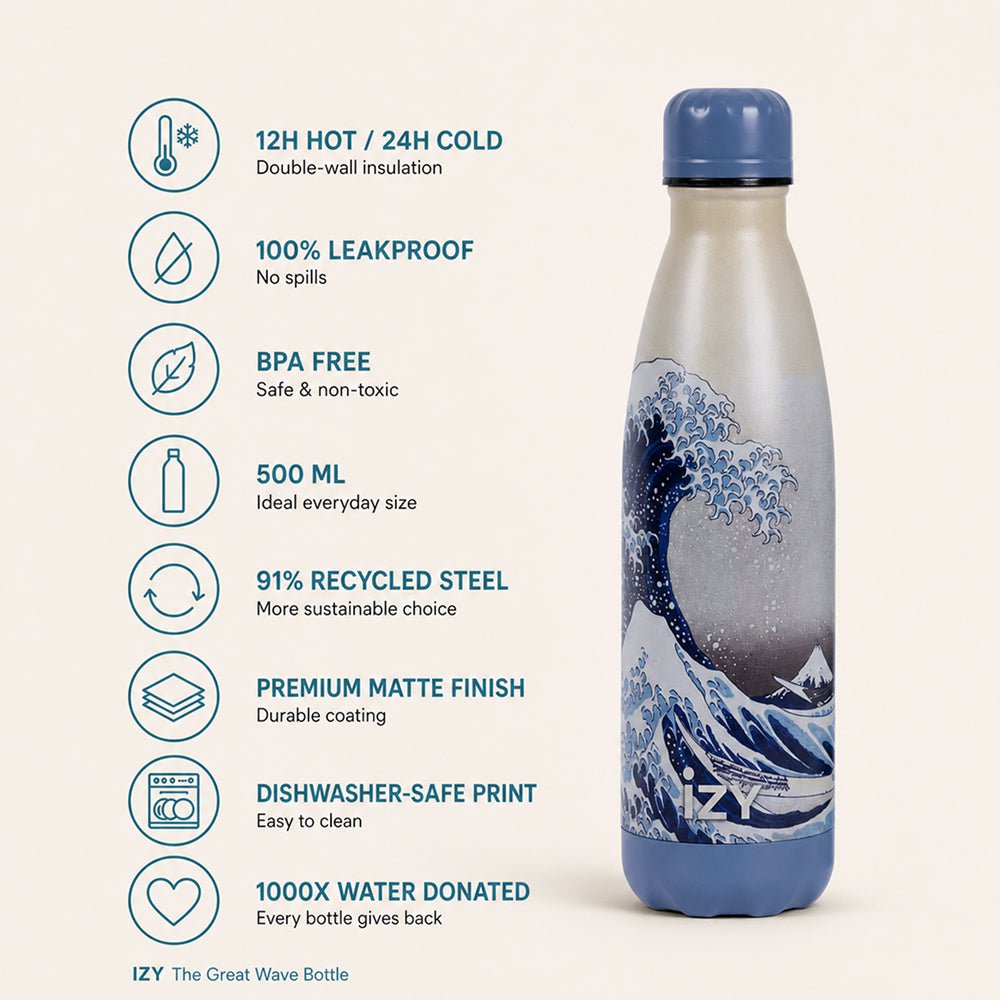 Izy thermosfles Izy flessen x de grote golf - 500 ml to -go geïsoleerde waterflessen