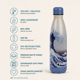 Izy thermosfles Izy flessen x de grote golf - 500 ml to -go geïsoleerde waterflessen