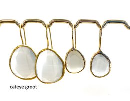 Ohrringe großer Cateye-Stein weiß