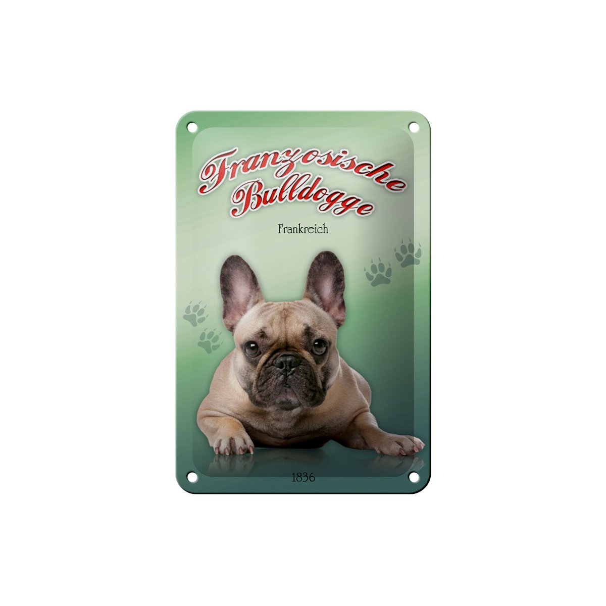 Tin Sign Dog 12x18cm French Bulldog Decoration