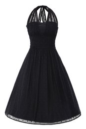 EU STOCK Dorothea Black Polka Dot Mesh Halter Dress