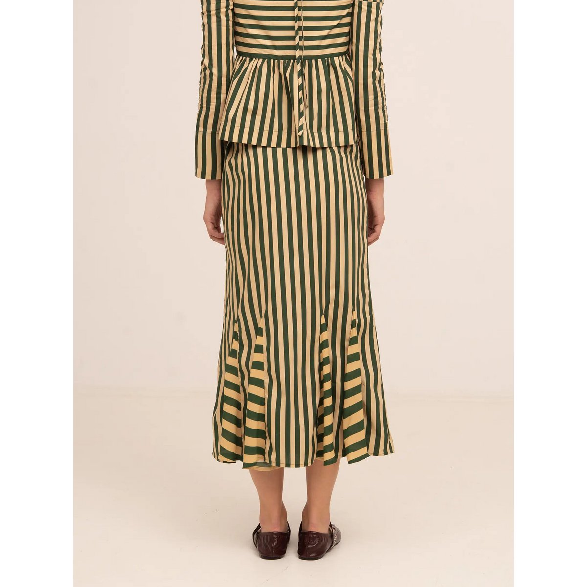 Falda Midi De Rayas Verde Garland