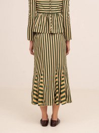 Falda Midi De Rayas Verde Garland