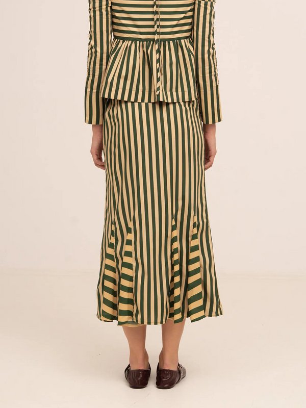 Falda Midi De Rayas Verde Garland