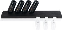 Tu Las™ vinflaskeholder i træ inklusive vinglas og champagneglasholder - 94 x 22 x 4 cm - Flydende vinflaskeholder - Vægbeslag - Asketræ