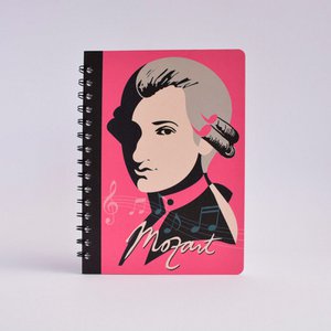 Mozart, A5-Notizbuch, liniert • Schwarze Spirale