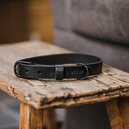 No Fus Collar Dog Leather Nero