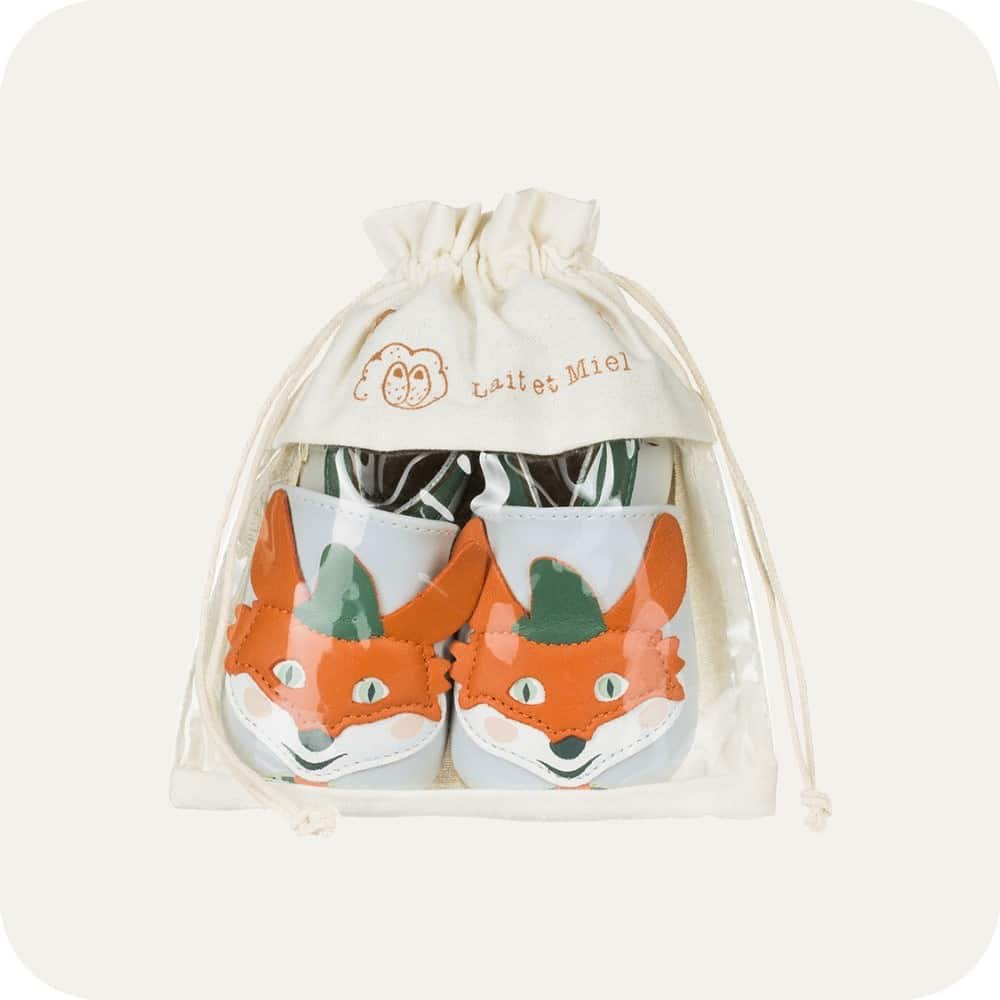 Pantuflas de bebé de piel suave Robin Hood Fox