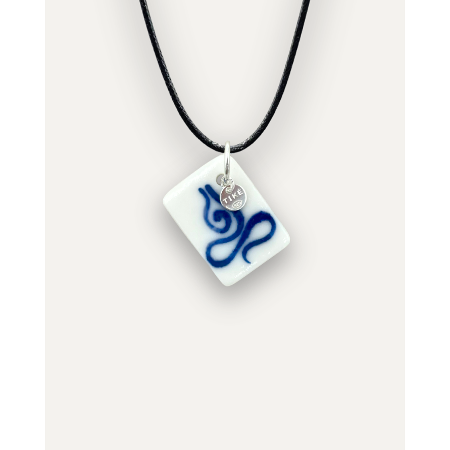 Charm – Blue Energy Rechteck-Porzellananhänger