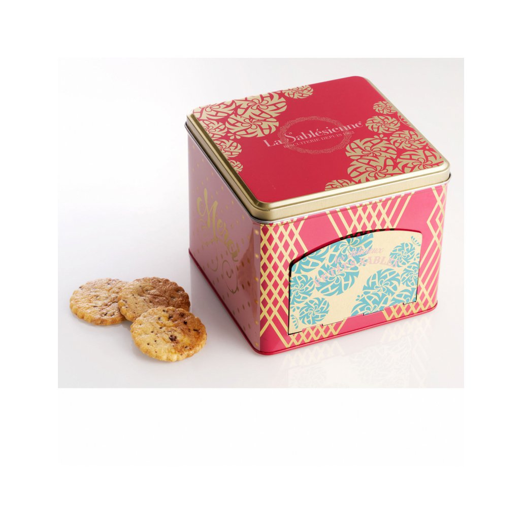 Shortbread cookies with chocolate chips - “La scintillante” metal dispenser box 300g