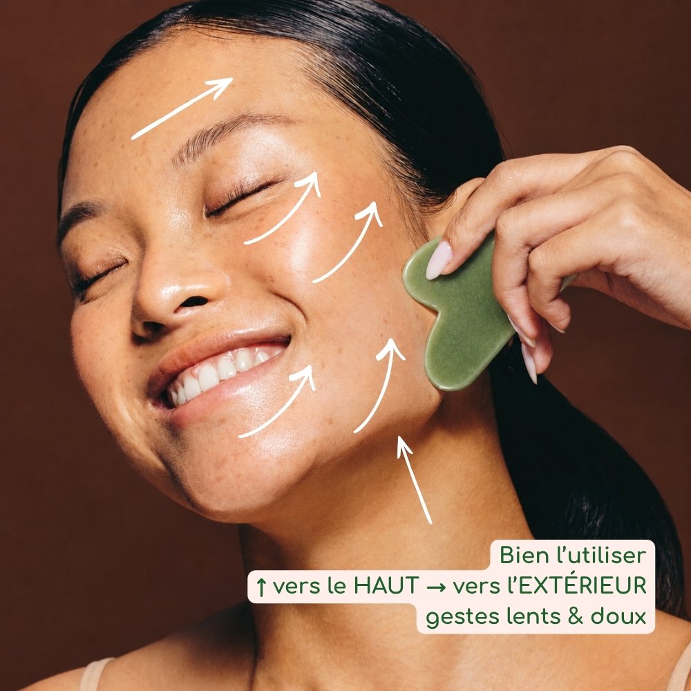 Juego de 11 + 1 gratis - Gua Sha de piedra de jade verde con tapa