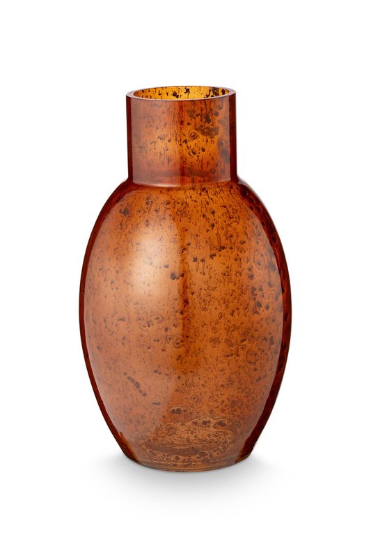 Vase Oval Glass Caramel 15x27cm