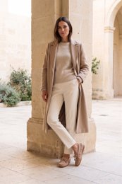 BINITA BEIGE – Wildleder-Mokassins im Kiowa-Stil mit Fransendetail