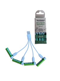 Ecorevolt-pack di 4 AAA ricaricabile ricaricabile AAA USB-C 650 MAH 1,5 V + 4 teste Cavo