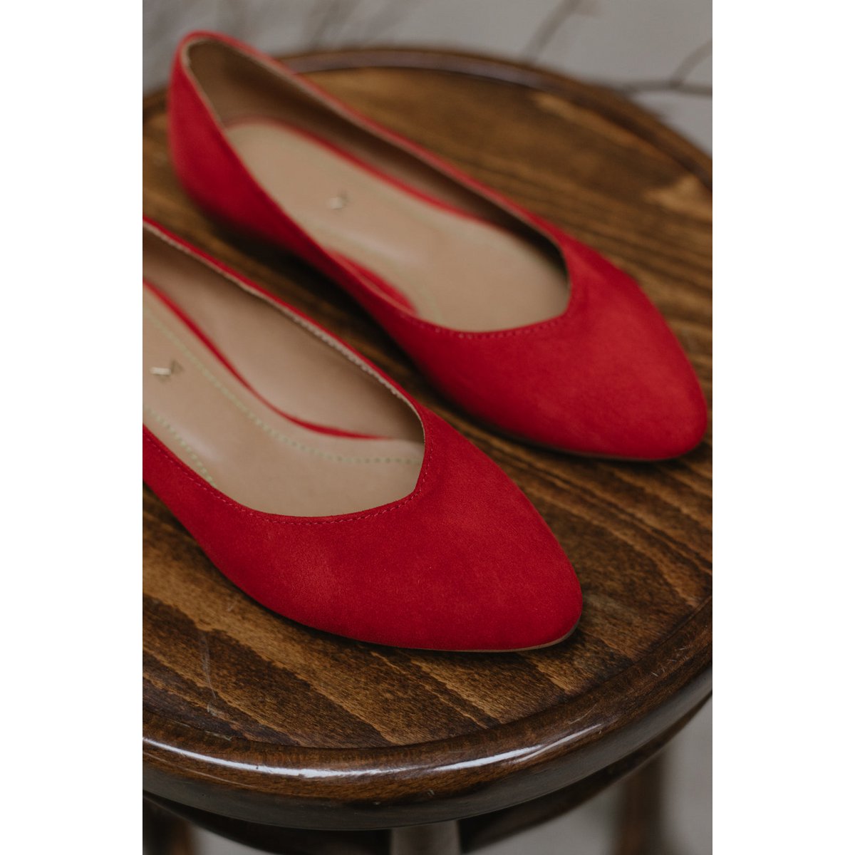 Klassieke ballerina's van suède - Audrey - Rood 34-42