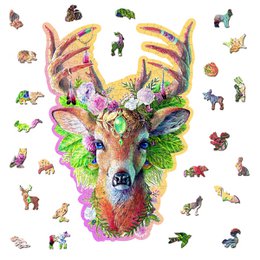  Colorful deer-shaped puzzle with intricate patterns and designs. Suitable for adults and children, providing a fun and engaging activity.