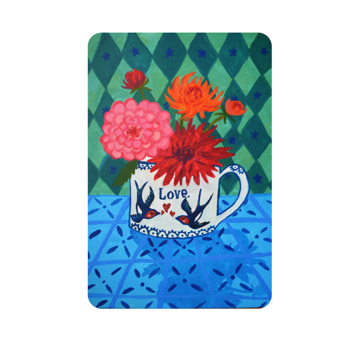 Cartes A6 d'amour durables | Cartes postales de la hanche Cartes de voeux colorées de dahlia pour adultes