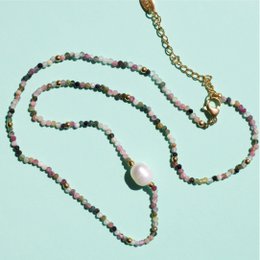 Tee - Tourmaline Crystal Necklace with Pearl