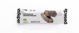 Chocolate sesame fingers, a snack bar with a dark chocolate coating and a sesame seed filling.