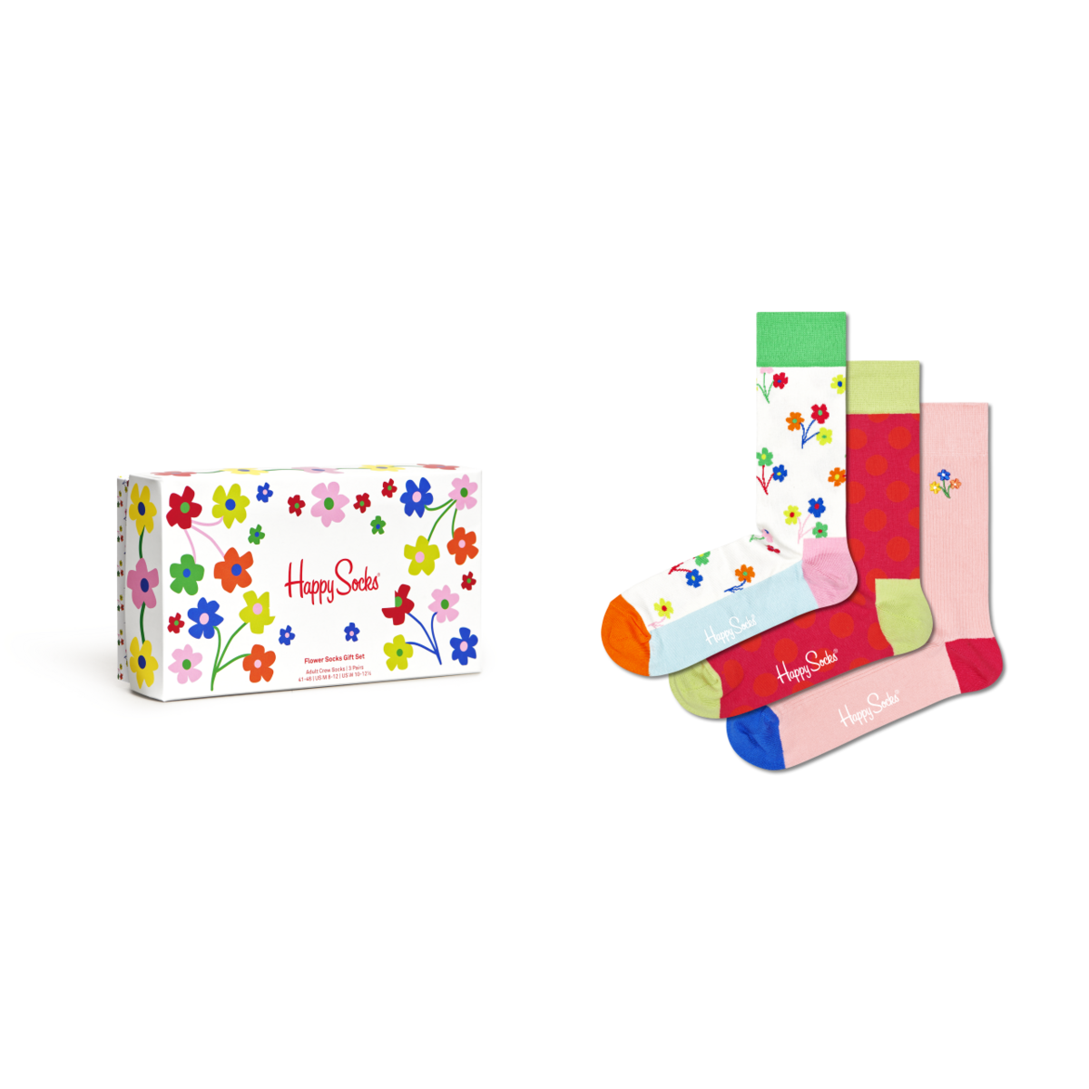 Happy Socks XFLO08-3300 Lot de 3 paires de chaussettes à fleurs
