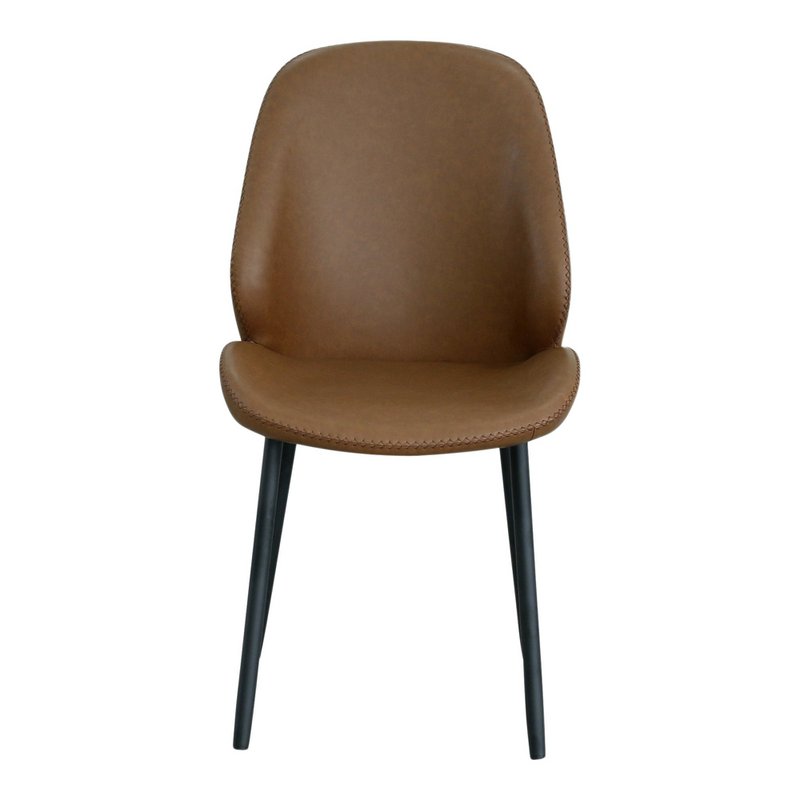 Monte Carlo Dining Chair - Vintage Brown PU, Black Legs - Set of 2