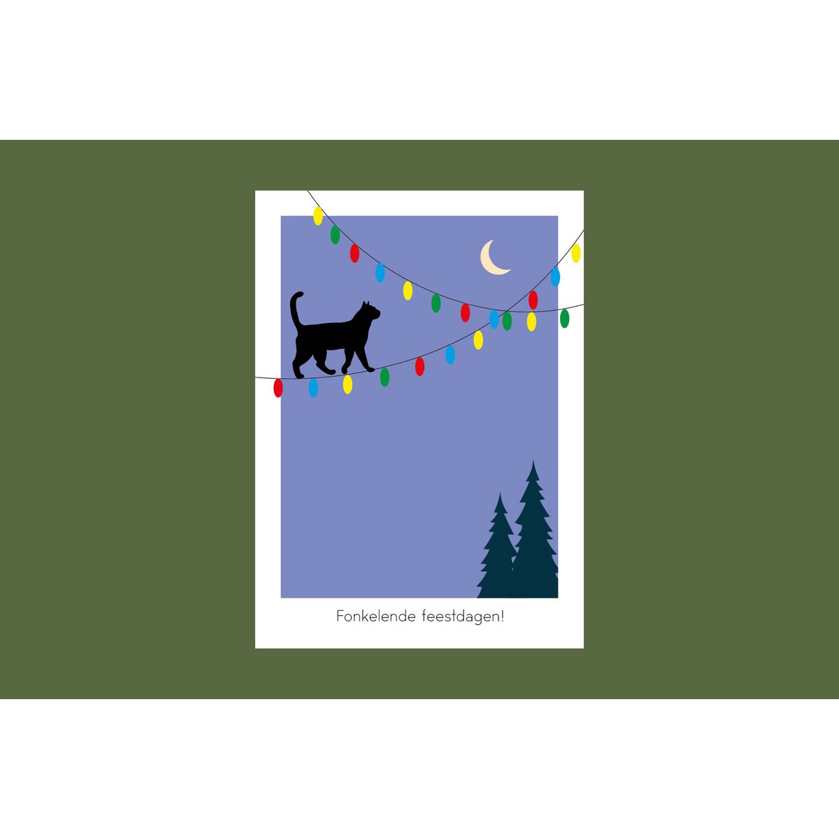 Carte de Noël - Chat allumé, vacances pétillantes