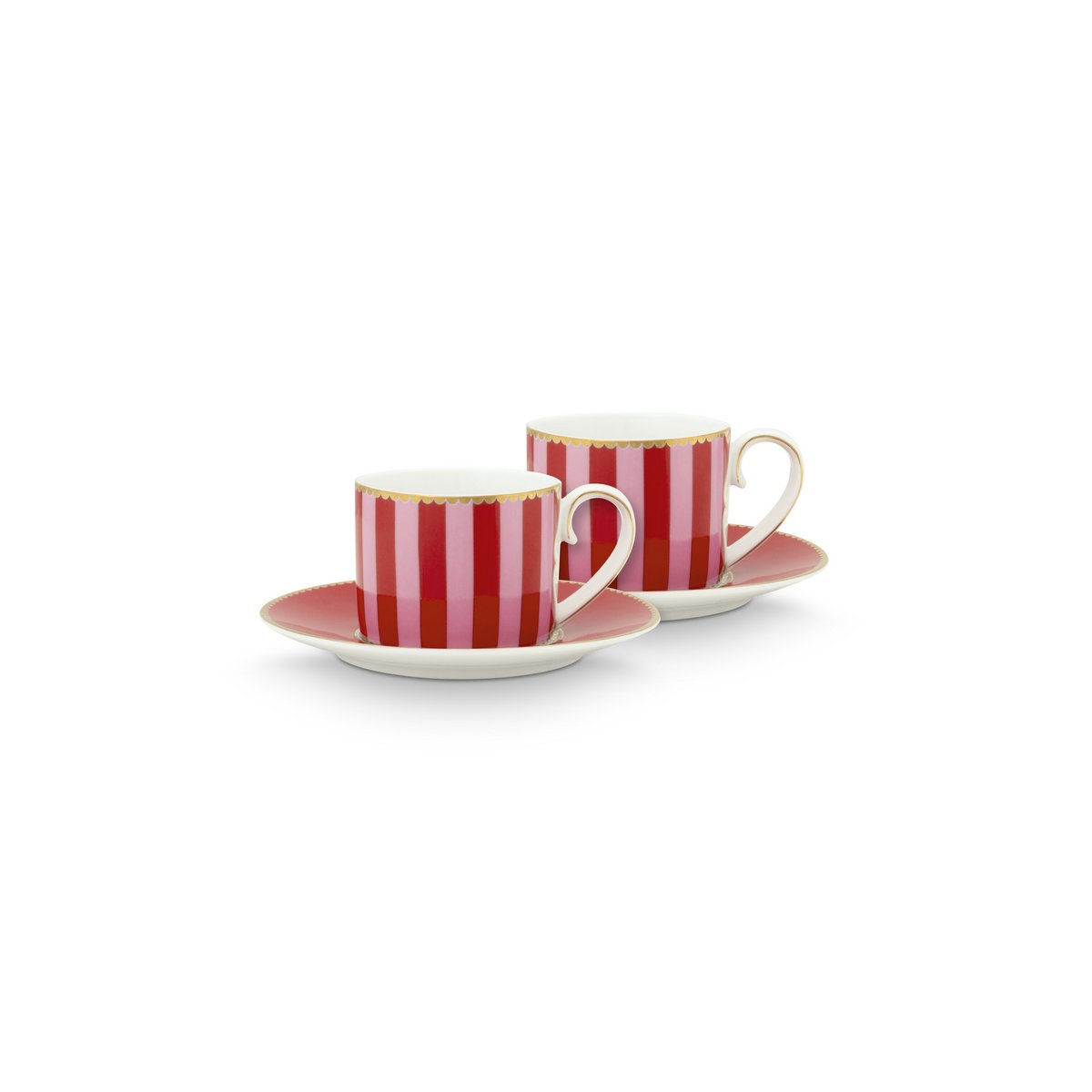 PIP - Doos met 4 paar koffiekopjes Love Birds - Rood/Roze - 125ml %23