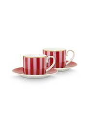 PIP - Pudełko z 4 parami filiżanek do kawy Love Birds - Czerwono-różowy - 125ml %23