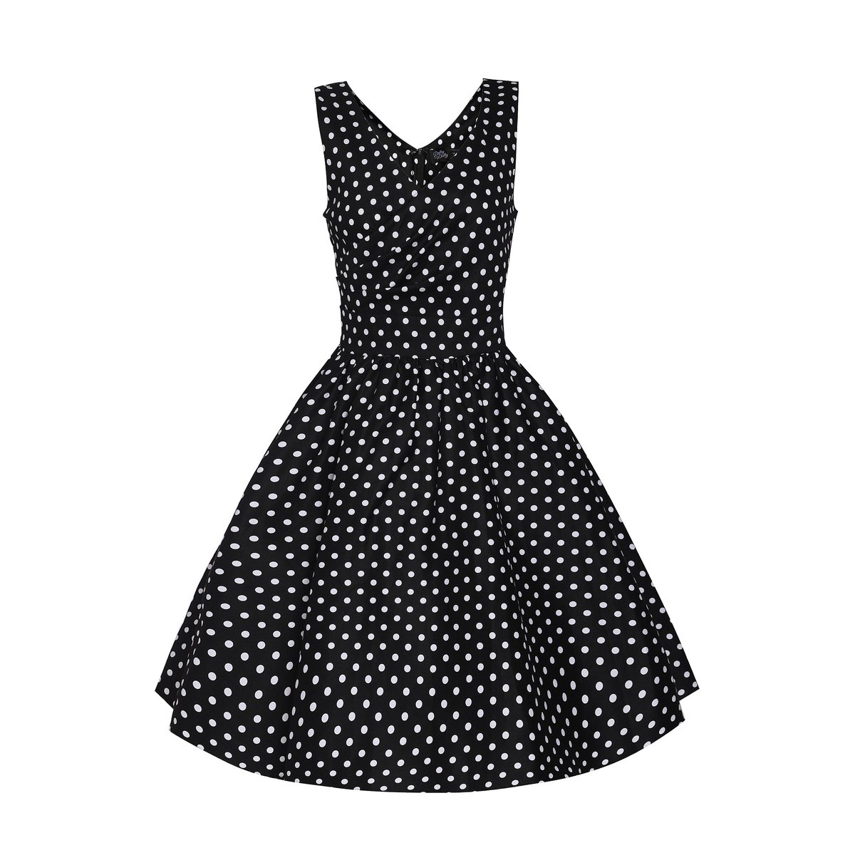 Stock UE May V-Neck 50-tych sukienki w stylu Black Polka Dot