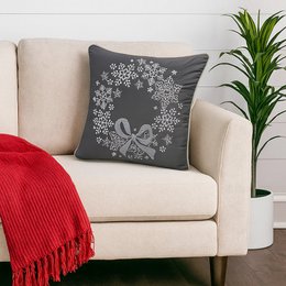 Grey Snowflake with Bow – Cushion Cover / Kussenhoes – Christmas 45×45 cm – Urbane Hide