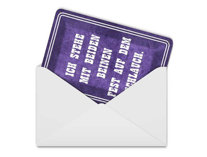 Tin postcard saying 10x14 cm stand firmly on the hose with both feet