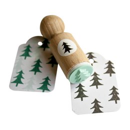 Mini juletræsstempel - træstempel til feriehåndværk