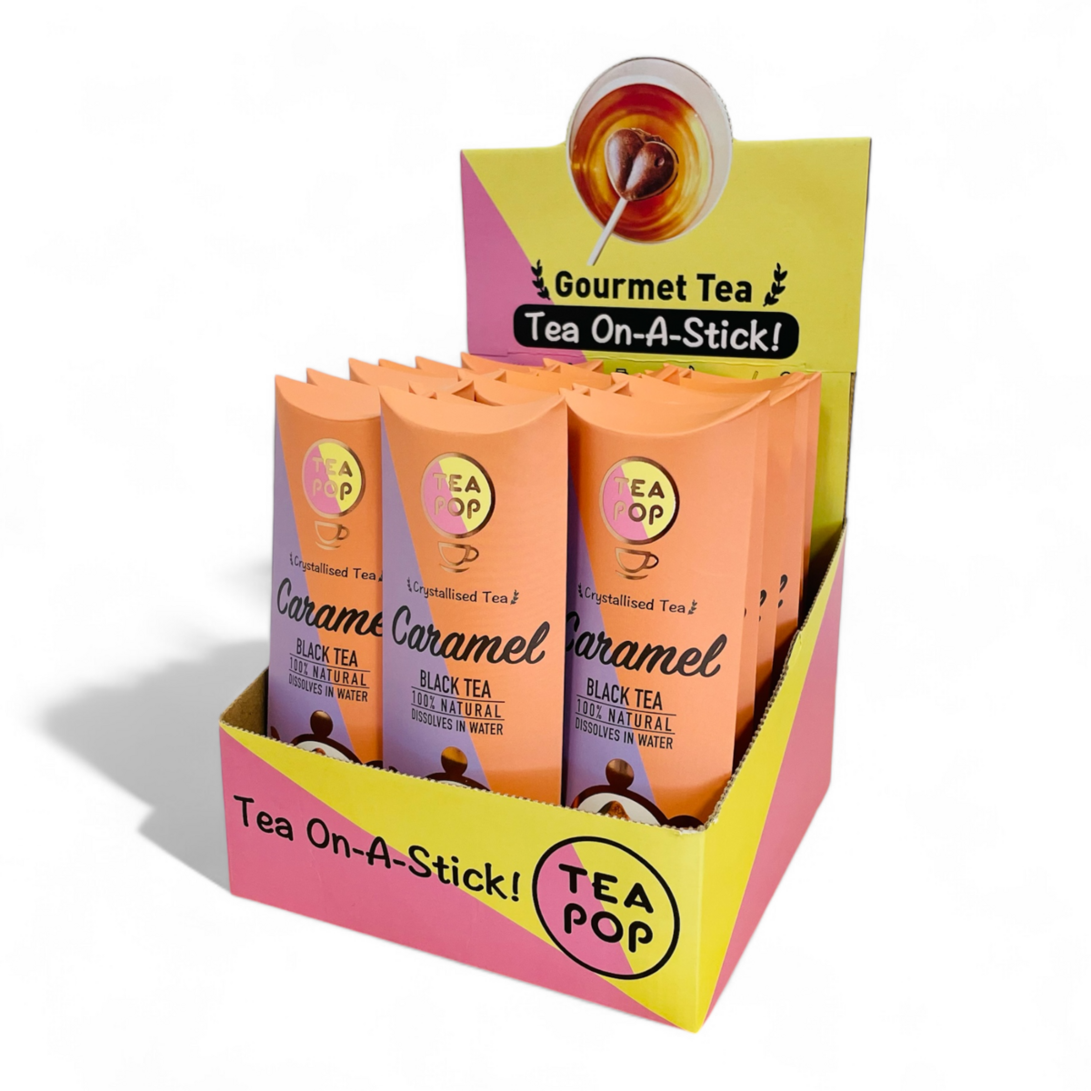 TEA-POP Tea-On-A-Stick | Caramel | 20 Sticks Display Tray