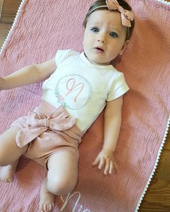 Powder Pink Baby Bloomers With A Bow