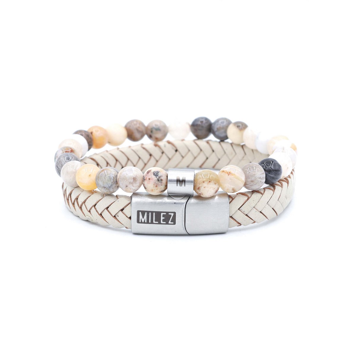 Women's Bracelet Set 'Classy Cream' - silver