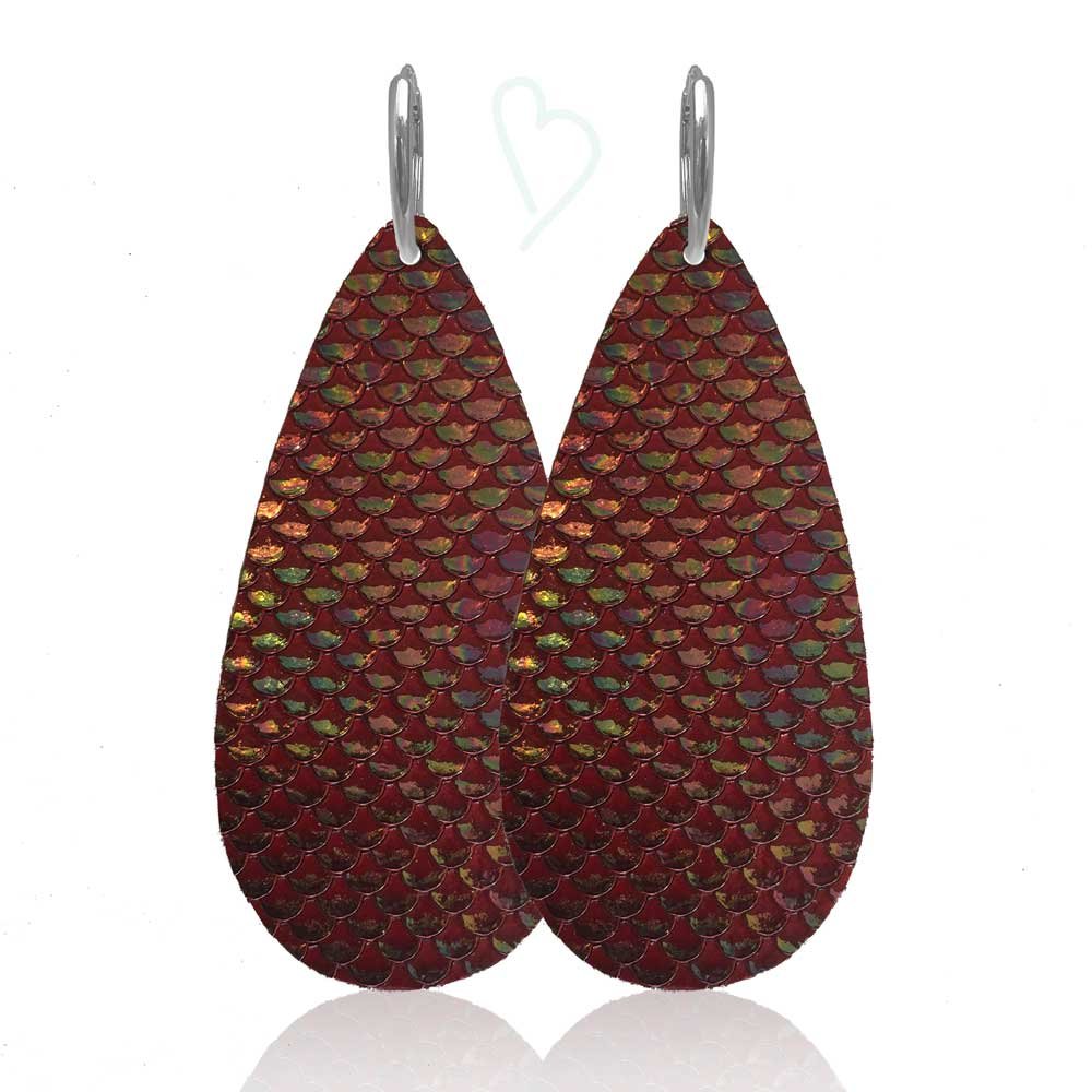 Leren oorbellen 'Drops of Joy', Rocking Red