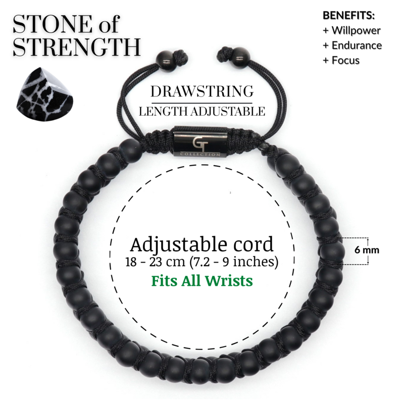 Mænds sorte onyx dobbelt perle armbånd