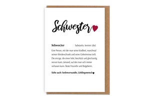 Karte Definition Schwester mit Umschlag