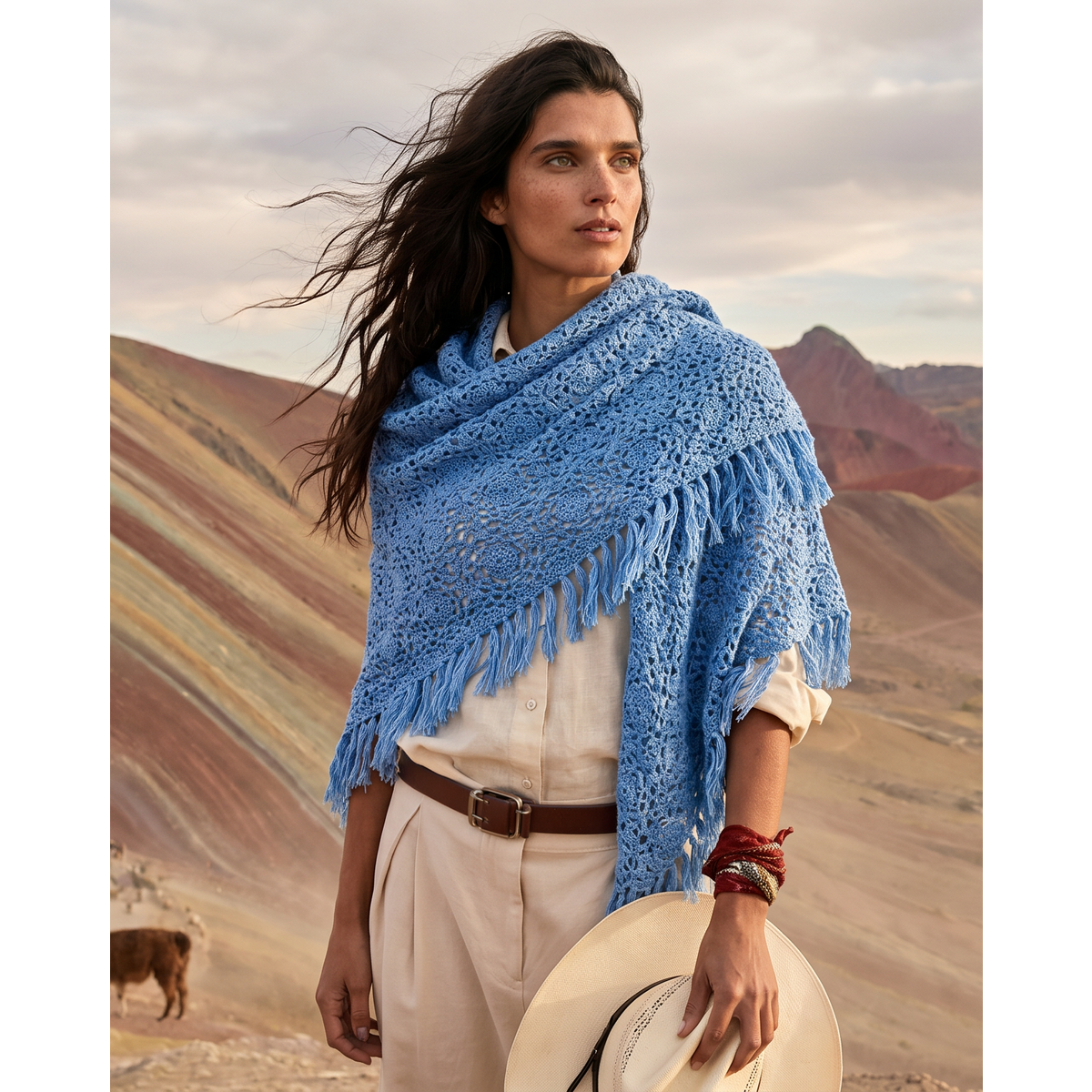Cashmere scarf LA PAZ hand crocheted triangle
