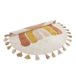 Rainbow washable cotton children's rug with RAINBOW TOFFEE pompoms