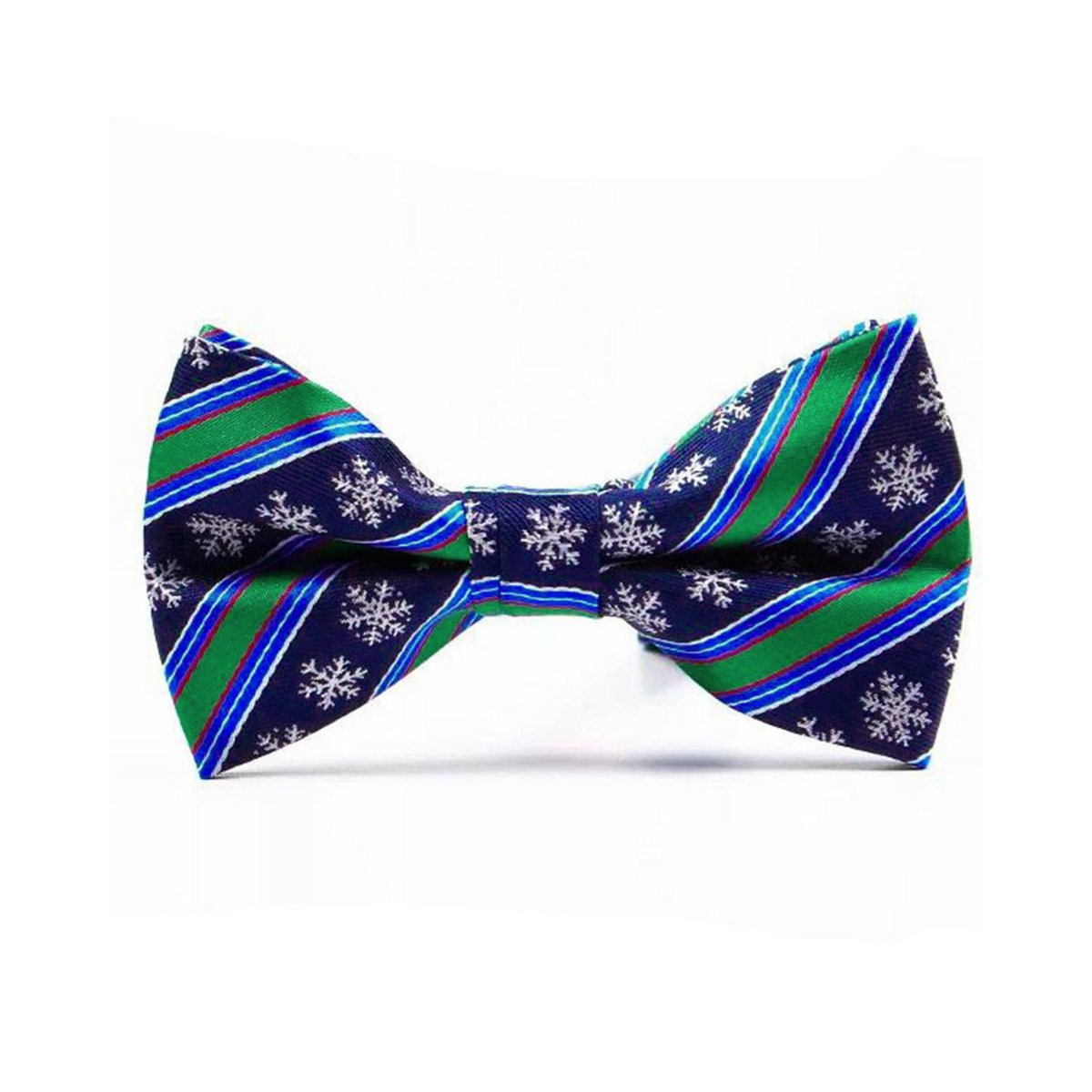 Bowtie - Blue with stripes and snowflakes