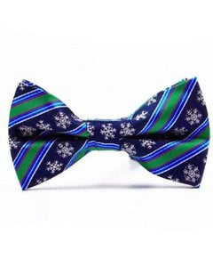 Bowtie - Blue with stripes and snowflakes