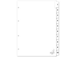 Tab Kangaro A4 numbers cardboard 180grs 4r. 10pcs white