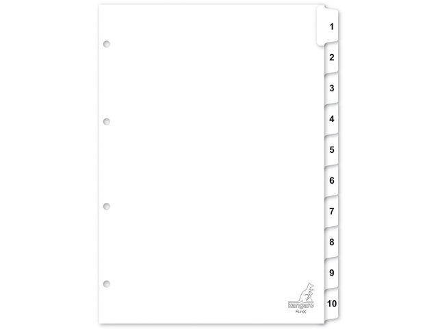 Tab Kangaro A4 numbers cardboard 180grs 4r. 10pcs white