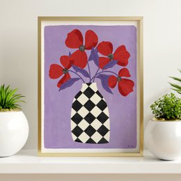 Vase og valmuer kunsttryk