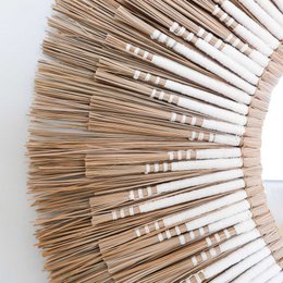 Specchio Seagrass con dettagli in macramè - Ambon bianco ø60cm