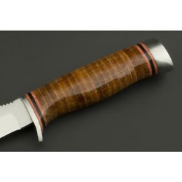 ED MAHONY Taiga Hunter Jagdmesser mit Griff aus Lederstreifen, 440C